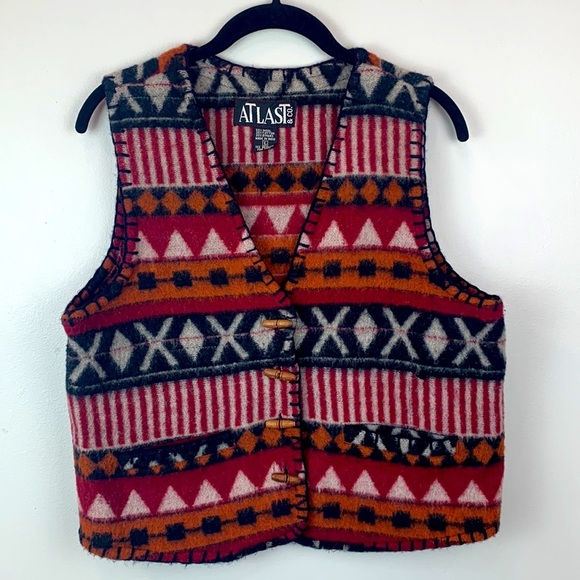 At Last & Co Vintage Aztec Tribal Wool Vest - Picture 3 of 7